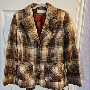 Pendleton Vintage 1970s Wool Plaid Blazer Jacket